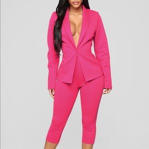 Fashion Nova Hot Pink Capri Suit Set